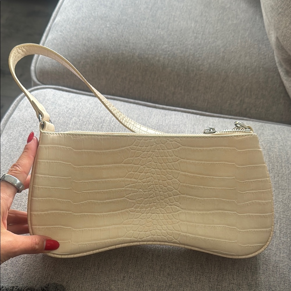JW PEI Eva Shoulder Handbag - Ivory CrocCream Crocodile-Embossed Women's Bag